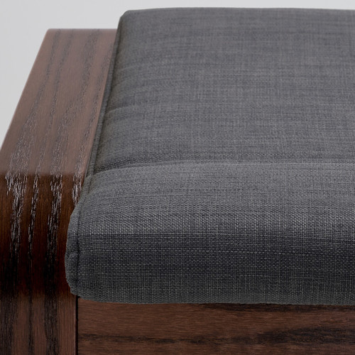 POÄNG Footstool, brown, Skiftebo dark grey