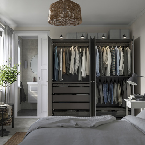 PAX / GULLABERG Wardrobe combination, dark grey/grey, 200x60x201 cm