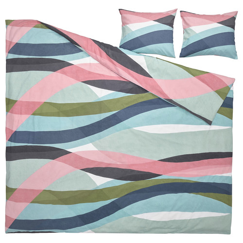 SVALSTJÄRTAR Duvet cover and 2 pillowcases, multicolour, 200x200/50x60 cm