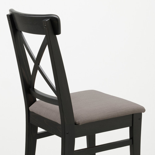 NORDVIKEN / INGOLF Table and 4 chairs, black/Nolhaga grey-beige brown-black, 152/223 cm