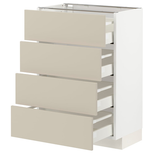 METOD / MAXIMERA Base cab 4 frnts/4 drawers, white/Havstorp beige, 60x37 cm