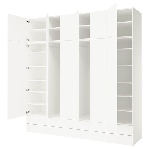 PLATSA Wardrobe combination, white/FONNES white, 280x57x281 cm