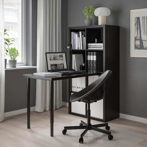 KALLAX / LINNMON Desk combination, black/black-brown, 77x139x147 cm