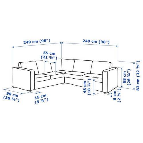 VIMLE Corner sofa, 4-seat, Gunnared medium grey