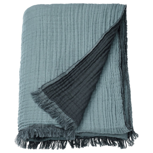 VALLKRASSING Throw, light blue-grey, 150x200 cm