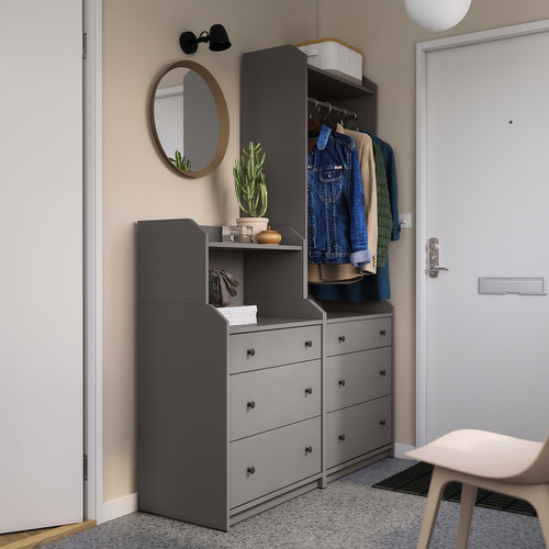 HAUGA Storage combination, grey, 140x199 cm