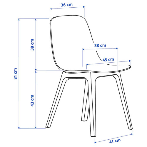 LISABO / ODGER Table and 4 chairs, ash veneer/red, 140 cm