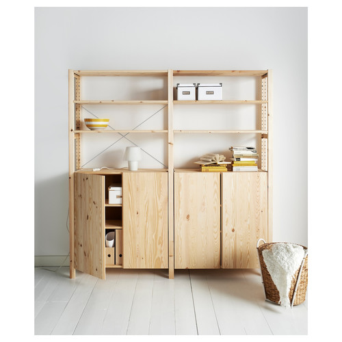 IVAR 2 sections/shelves/cabinet, pine, 174x30x179 cm