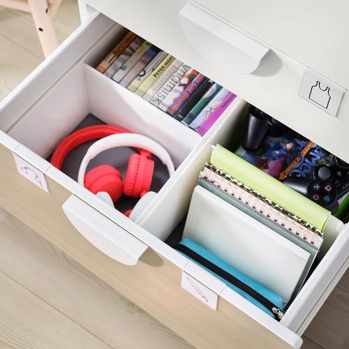 SMÅSTAD / PLATSA Chest of 6 drawers, white, birch, 60x57x123 cm