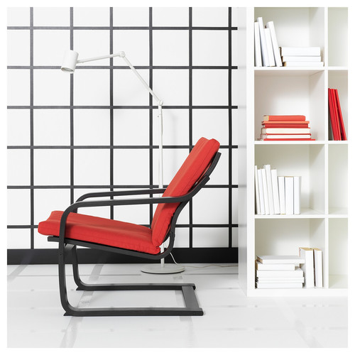 POÄNG Low-back armchair, black/Vissle red