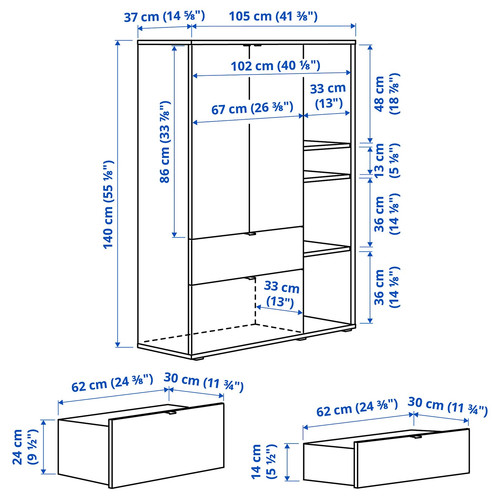 VIHALS Storage unit, white, 105x37x140 cm