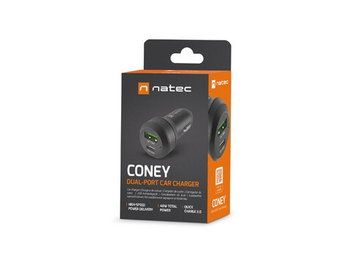 Natec Car Charger 1x USB 1x USB-C QC 3.0