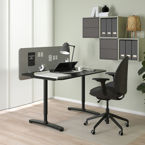 EILIF Screen for desk, grey, 120x48 cm