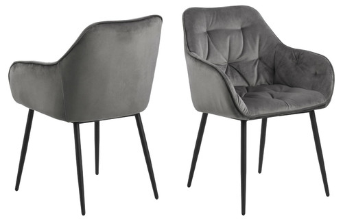 Chair Brooke, velvet, grey