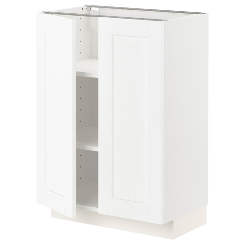 METOD Base cabinet with shelves/2 doors, white Enköping/white wood effect, 60x37 cm