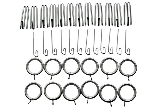 GoodHome Set for Hanging Curtains, silver