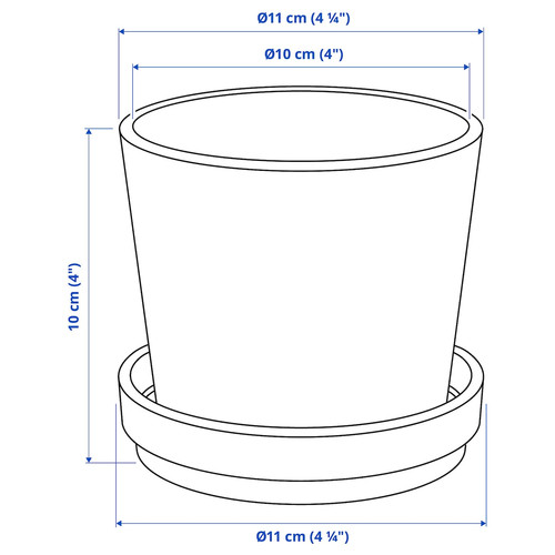 KLOTLÖNN Plant pot with saucer, in/outdoor/grey/beige, 9 cm