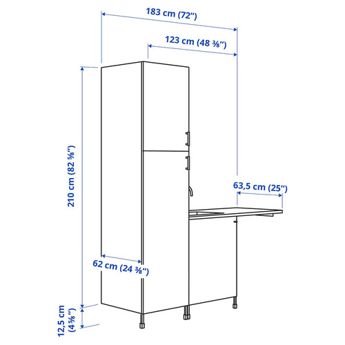 ENHET Laundry, white, 183x63.5x222.5 cm