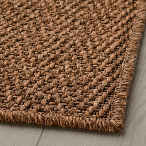 LYDERSHOLM Rug flatwoven, in/outdoor, medium brown, 80x150 cm