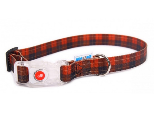 Matteo Dog Collar LED Buckle 25mm, Tartan