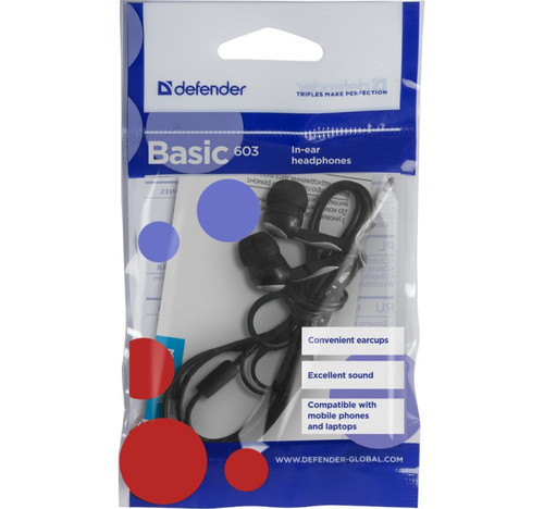 Defender In-ear Headphones Wired Earphones Basic 603, black