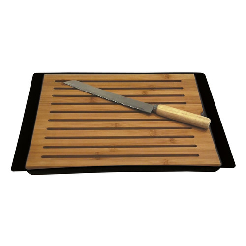 Chopping Board and Knife 38x27 cm, black