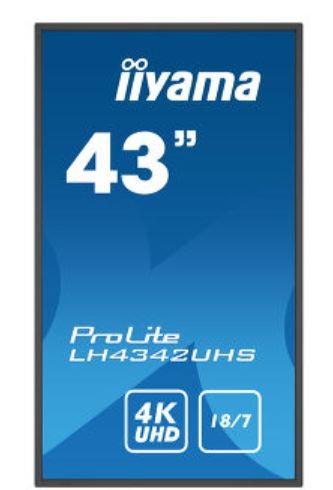 Iiyama 43" Monitor 4K 18/7 SDM IPS LAN PION 500cd/m2 OS8.0 LH4342UHS-B3