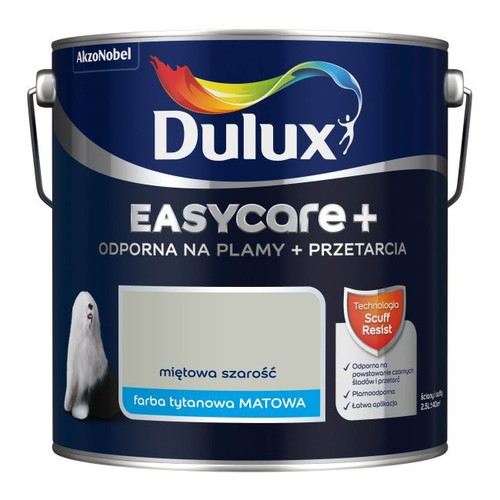 Dulux EasyCare+ Washable Durable Matt Paint 2.5l minty grey