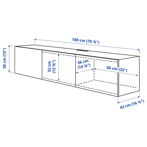 BESTÅ TV bench with doors, white, Västerviken white, 180x42x38 cm