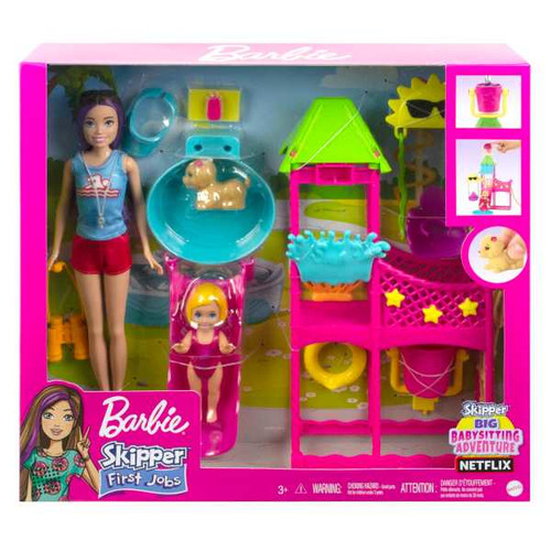 Barbie Toys, Skipper Doll And Waterpark Playset HKD80 3+