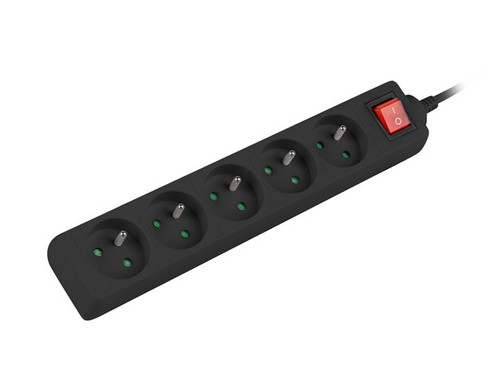 Lanberg Power Strip 5xFR, with circut breaker, full CU, 1.5m, black