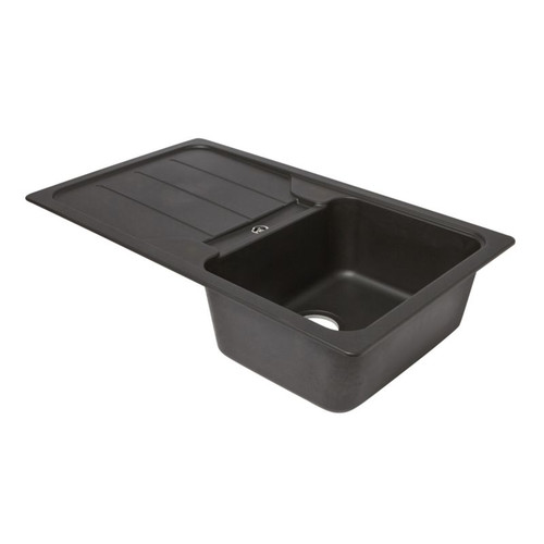 Cooke&Lewis Granite Kitchen Sink Arber 1 Bowl with Drainer, black