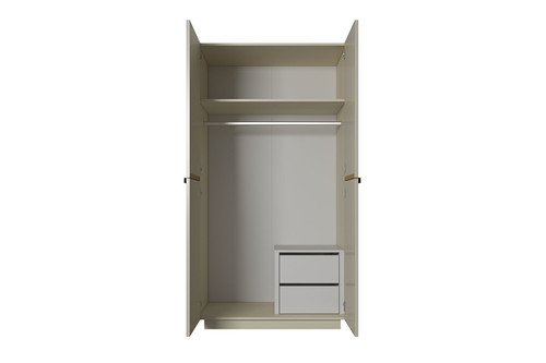 Wardrobe Nicole with Drawer Unit 100 cm, cashmere, gold handles