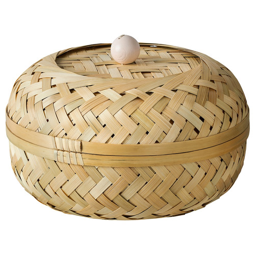 HÖKRUBBA Basket with lid, bamboo, 25 cm