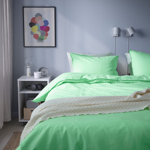 ÄNGSLILJA Duvet cover and pillowcase, light green, 150x200/50x60 cm