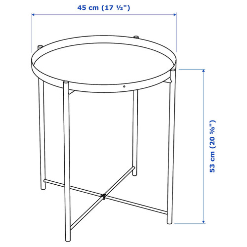 GLADOM Tray table, black, 45x53 cm