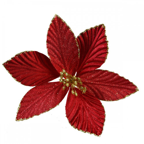 Christmas Decoration Artificial Flower Glitter Poinsettia, 1pc, assorted colours