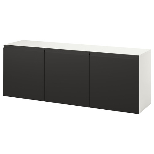 BESTÅ Wall-mounted cabinet combination, white/Hammarsmed anthracite, 180x42x64 cm