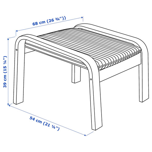 POÄNG Armchair and footstool, white stained oak veneer/Knisa black