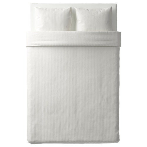 NATTJASMIN Quilt cover and 2 pillowcases, white, 200x200 cm/50x60 cm