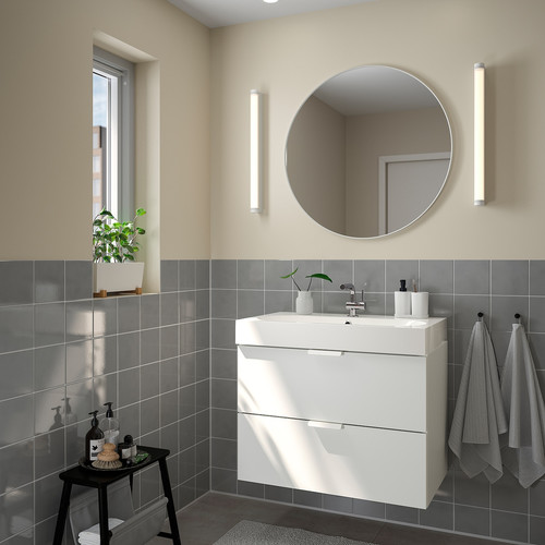 LINDBYN Mirror, white, 80 cm