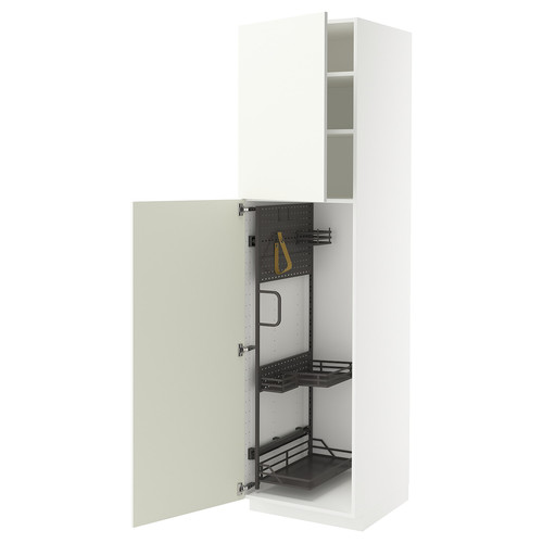 METOD High cabinet with cleaning interior, white/Vallstena white, 60x60x220 cm