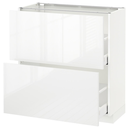 METOD / MAXIMERA Base cabinet with 2 drawers, white, Ringhult white, 80x37 cm