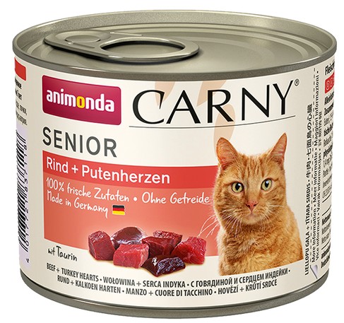 Animonda Carny Senior Cat Food Beef & Turkey Hearts 200g