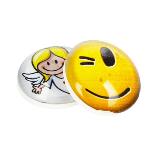 Glass Motiv Magnet 3.5cm 2pcs Smiley/Angel