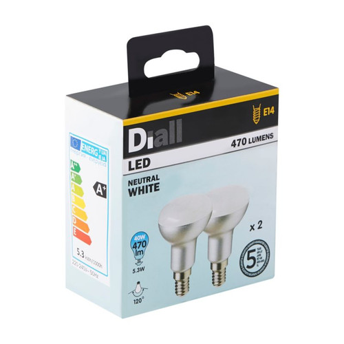 Diall LED Bulb R50 E14 5.3W 470lm, frosted, neutral white