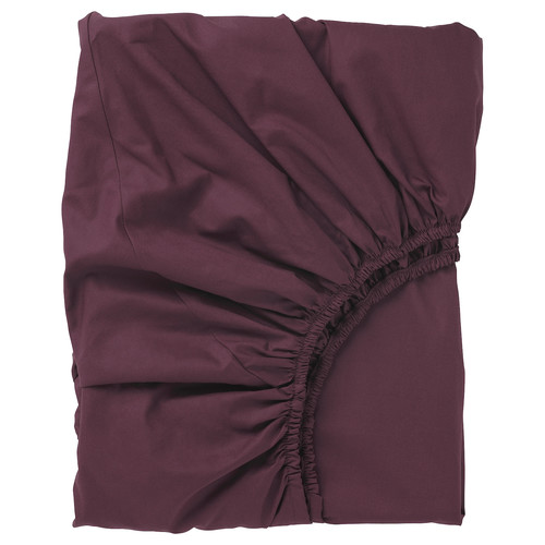 ULLVIDE Fitted sheet, deep red, 90x200 cm