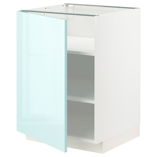 METOD Base cabinet with shelves, white Järsta/high-gloss light turquoise, 60x60 cm