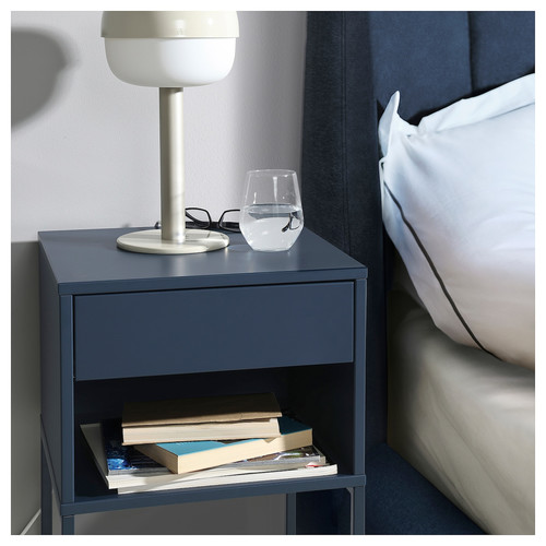 VIKHAMMER Bedside table, blue, 40x39 cm