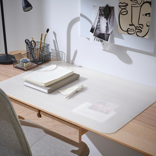 PLÖJA Desk pad, white/transparent, 65x45 cm